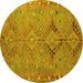 Round Persian Yellow Traditional Rug, tr1297yw