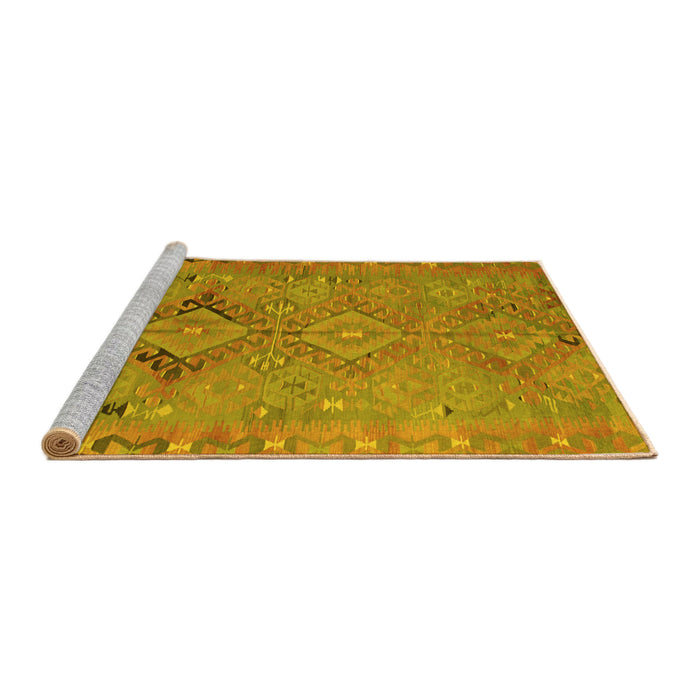Sideview of Machine Washable Persian Yellow Traditional Rug, wshtr1297yw