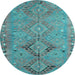 Round Persian Light Blue Traditional Rug, tr1297lblu