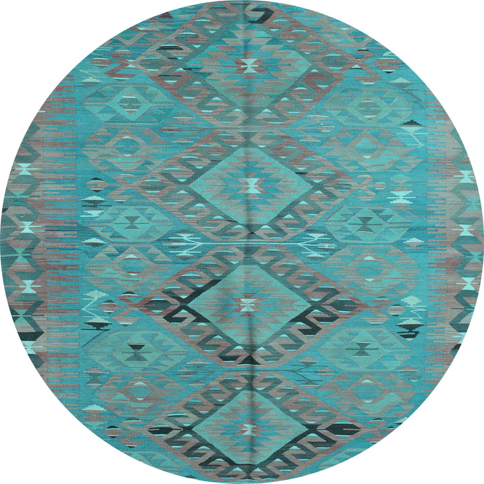 Round Machine Washable Persian Light Blue Traditional Rug, wshtr1297lblu