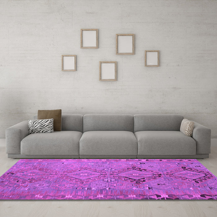 Machine Washable Persian Purple Traditional Area Rugs in a Living Room, wshtr1297pur
