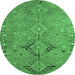 Round Persian Emerald Green Traditional Rug, tr1297emgrn