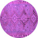 Round Persian Purple Traditional Rug, tr1297pur