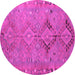 Round Persian Pink Traditional Rug, tr1297pnk