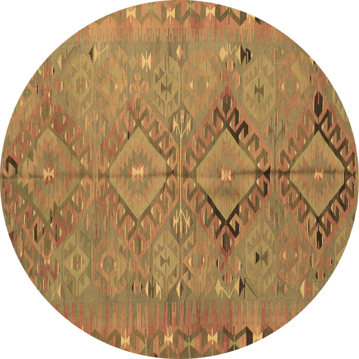 Round Persian Brown Traditional Rug, tr1297brn
