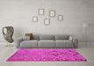 Machine Washable Persian Pink Traditional Rug in a Living Room, wshtr1297pnk