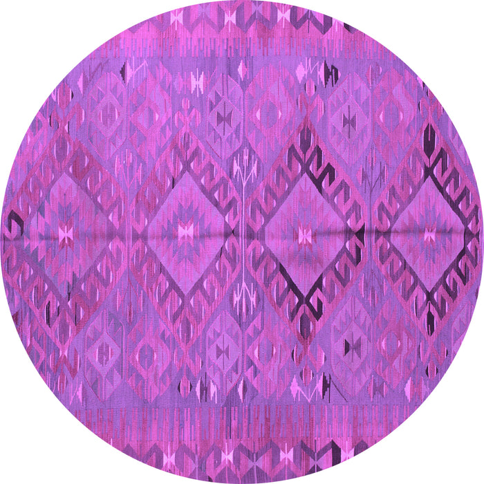 Round Machine Washable Persian Purple Traditional Area Rugs, wshtr1297pur