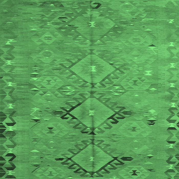 Square Machine Washable Persian Emerald Green Traditional Area Rugs, wshtr1297emgrn