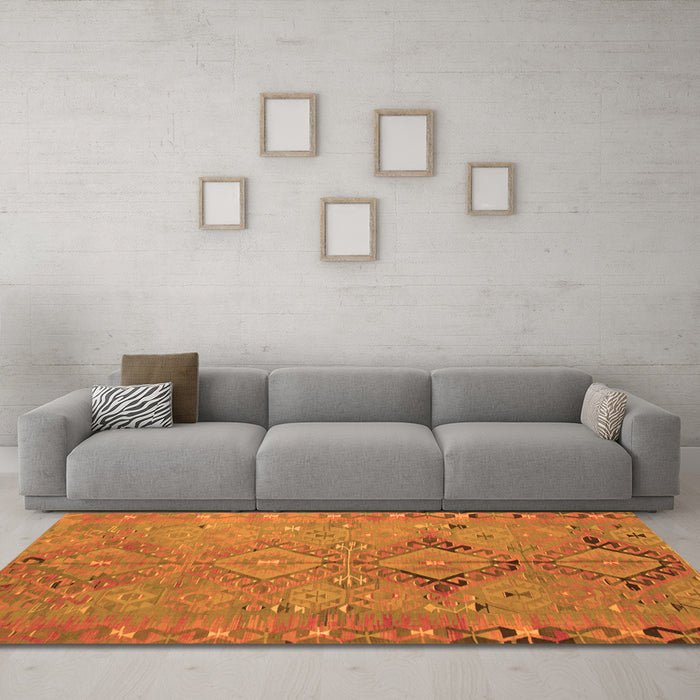 Machine Washable Persian Orange Traditional Area Rugs in a Living Room, wshtr1297org