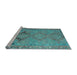 Sideview of Machine Washable Persian Light Blue Traditional Rug, wshtr1297lblu