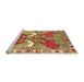 Sideview of Machine Washable Traditional Metallic Gold Rug, wshtr1298