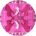 Round Persian Pink Traditional Rug, tr1298pnk