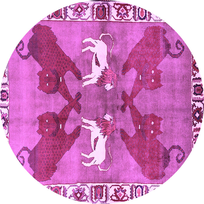Round Persian Purple Traditional Rug, tr1298pur