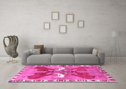 Machine Washable Persian Pink Traditional Rug in a Living Room, wshtr1298pnk