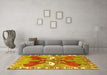 Machine Washable Persian Yellow Traditional Rug in a Living Room, wshtr1298yw