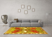 Machine Washable Persian Yellow Traditional Rug, wshtr1298yw