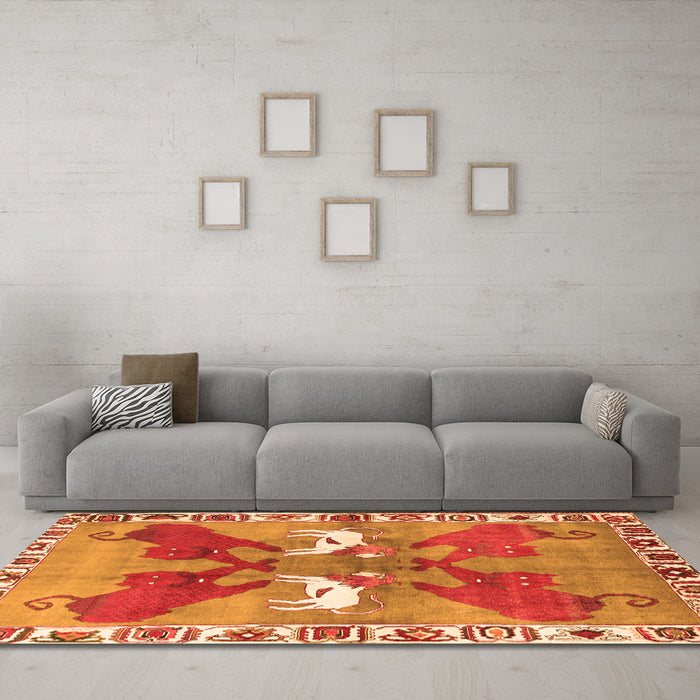 Machine Washable Persian Orange Traditional Area Rugs in a Living Room, wshtr1298org