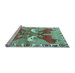 Sideview of Machine Washable Persian Light Blue Traditional Rug, wshtr1298lblu