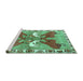 Sideview of Machine Washable Persian Turquoise Traditional Area Rugs, wshtr1298turq