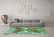 Machine Washable Persian Turquoise Traditional Area Rugs in a Living Room,, wshtr1298turq