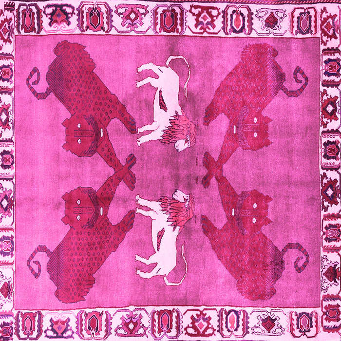 Square Machine Washable Persian Pink Traditional Rug, wshtr1298pnk