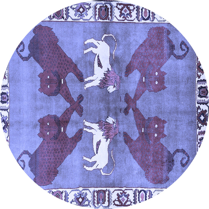 Round Persian Blue Traditional Rug, tr1298blu
