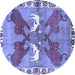 Round Persian Blue Traditional Rug, tr1298blu