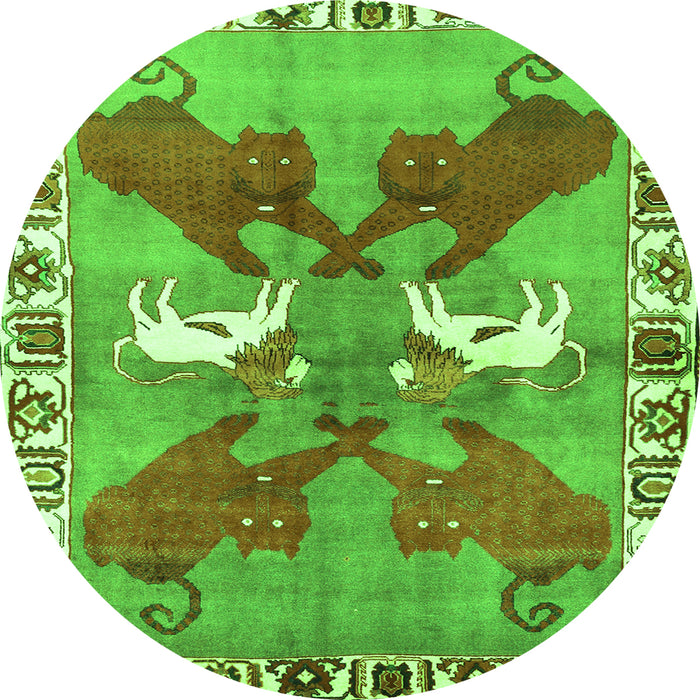 Square Persian Green Traditional Rug, tr1298grn