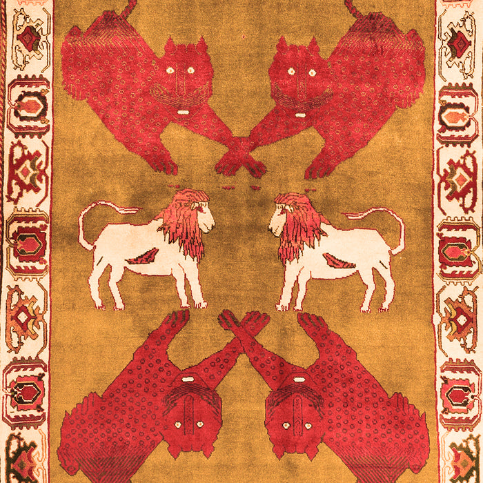Serging Thickness of Machine Washable Persian Orange Traditional Area Rugs, wshtr1298org