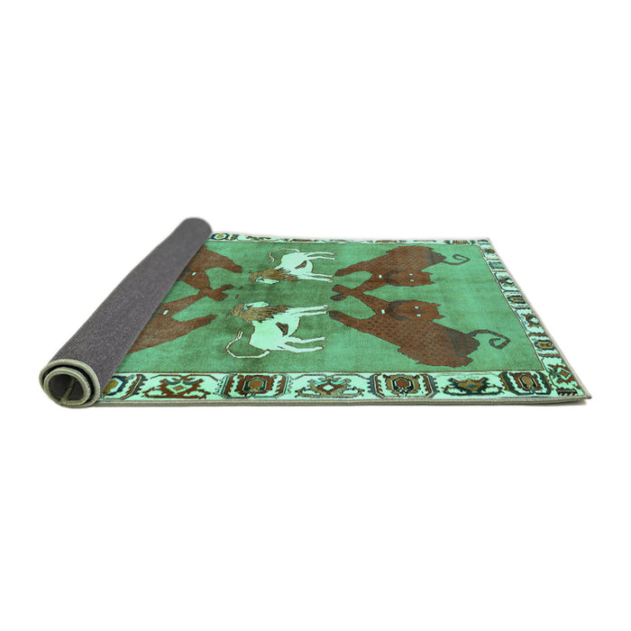 Sideview of Persian Turquoise Traditional Rug, tr1298turq