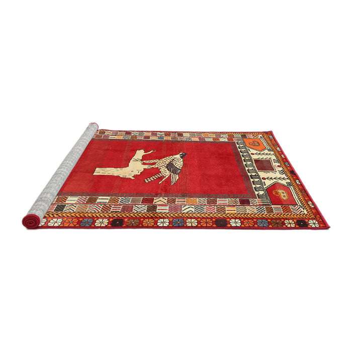 Sideview of Machine Washable Traditional Red Rug, wshtr1299