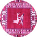 Round Persian Pink Traditional Rug, tr1299pnk