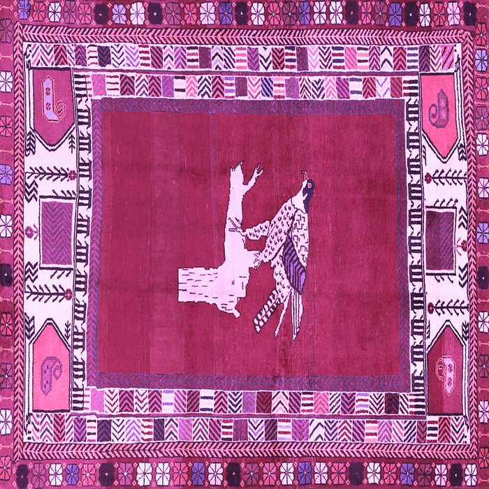 Square Machine Washable Persian Purple Traditional Area Rugs, wshtr1299pur