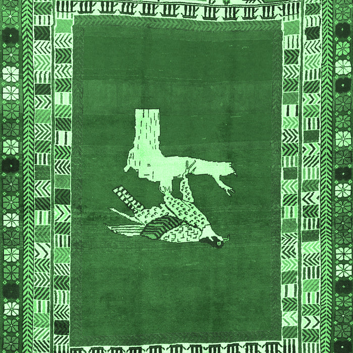 Machine Washable Persian Emerald Green Traditional Area Rugs, wshtr1299emgrn