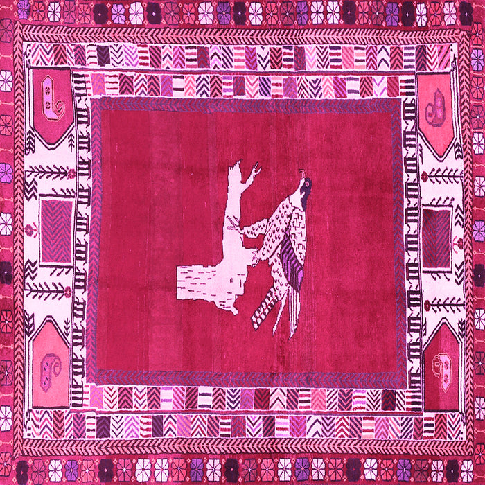 Square Machine Washable Persian Pink Traditional Rug, wshtr1299pnk