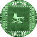 Round Persian Emerald Green Traditional Rug, tr1299emgrn