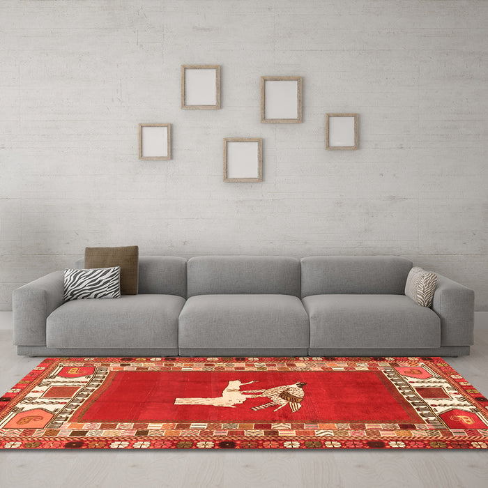 Machine Washable Persian Orange Traditional Area Rugs in a Living Room, wshtr1299org