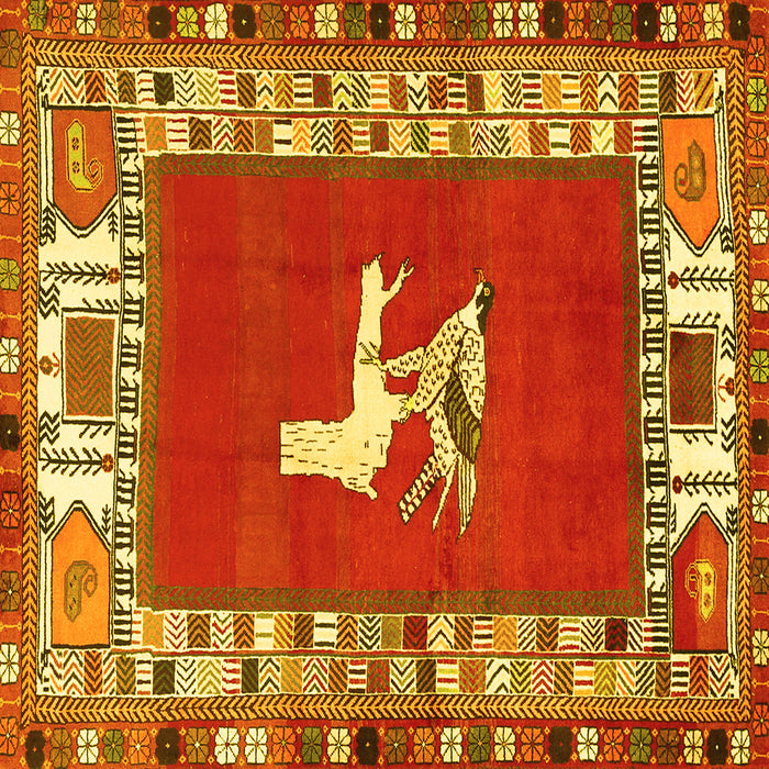Square Persian Yellow Traditional Rug, tr1299yw