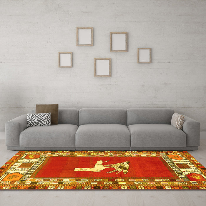 Machine Washable Persian Yellow Traditional Rug in a Living Room, wshtr1299yw