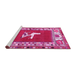 Sideview of Machine Washable Persian Pink Traditional Rug, wshtr1299pnk