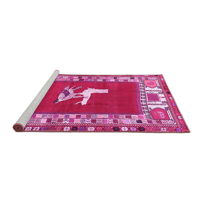 Sideview of Machine Washable Persian Pink Traditional Rug, wshtr1299pnk