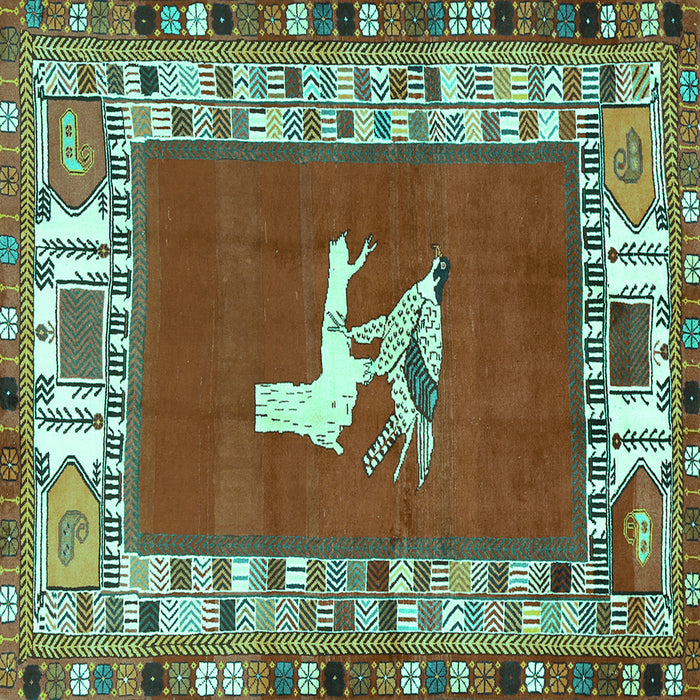 Square Persian Turquoise Traditional Rug, tr1299turq
