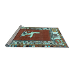 Sideview of Machine Washable Persian Light Blue Traditional Rug, wshtr1299lblu