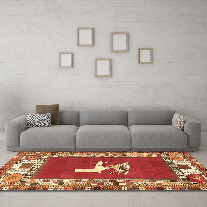 Machine Washable Persian Brown Traditional Rug in a Living Room,, wshtr1299brn