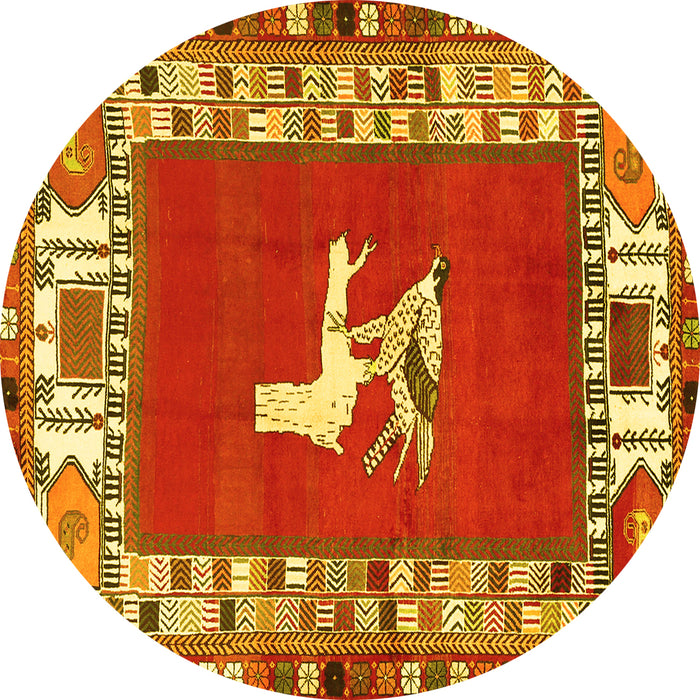 Round Persian Yellow Traditional Rug, tr1299yw