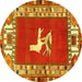 Round Persian Yellow Traditional Rug, tr1299yw