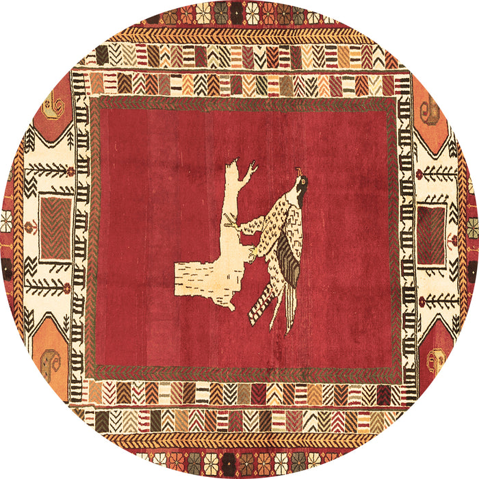 Round Persian Brown Traditional Rug, tr1299brn