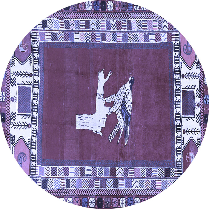 Round Persian Blue Traditional Rug, tr1299blu