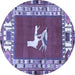 Round Persian Blue Traditional Rug, tr1299blu