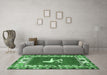 Machine Washable Persian Emerald Green Traditional Area Rugs in a Living Room,, wshtr1299emgrn